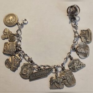 925 Sterling Silver Charm Bracelet Vintage Tennessee Travel Nashville Memphis